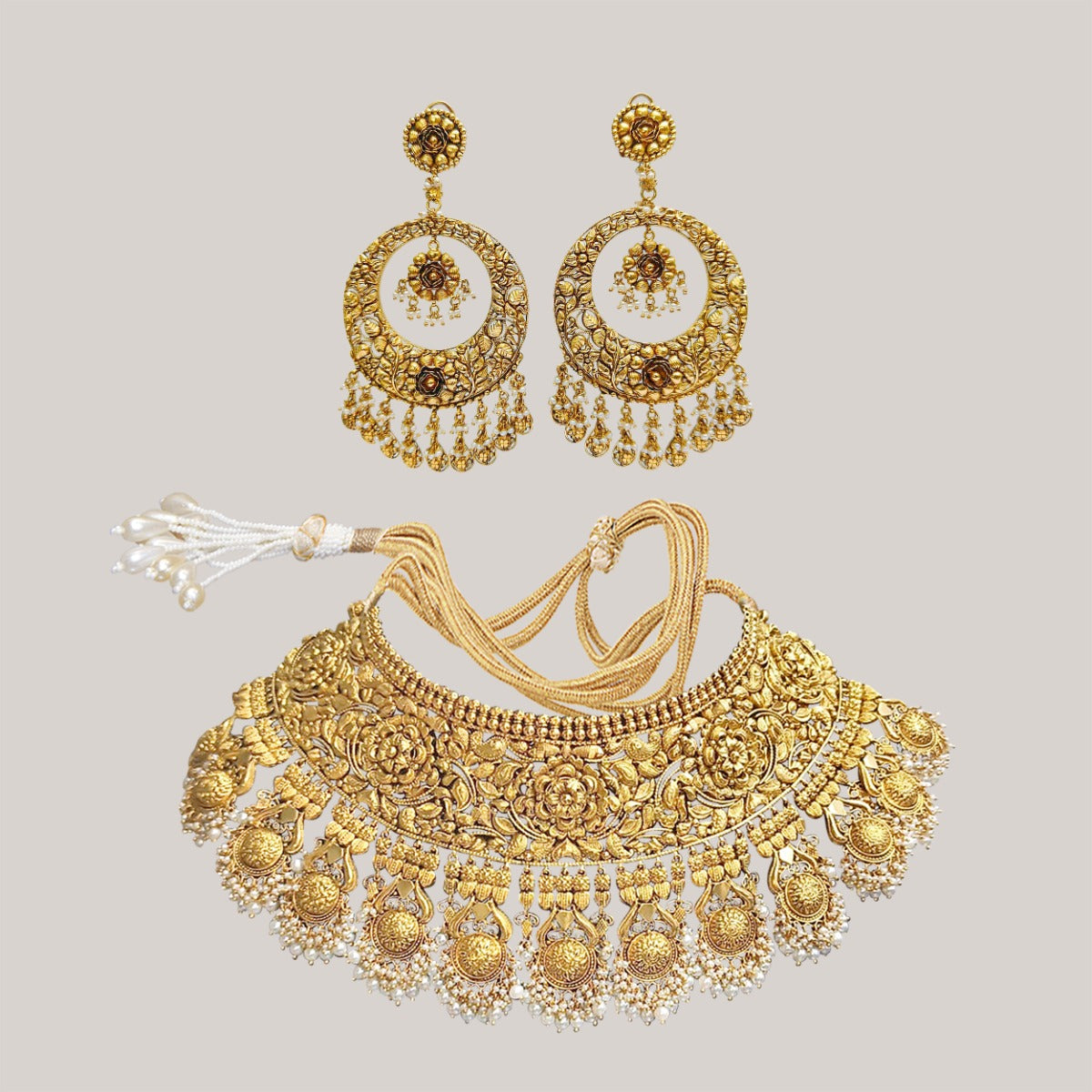 Mansi Flower Gold Necklace Set