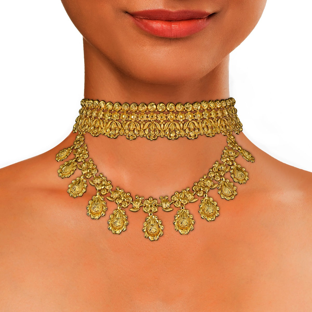 Close and Far Neck Gold Choker Set