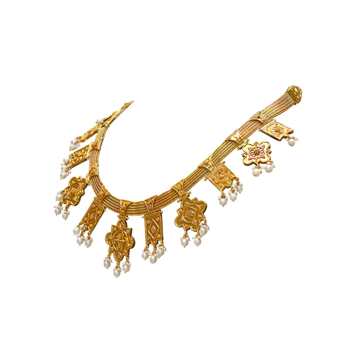 Pretty Floral Gold Necklace Set