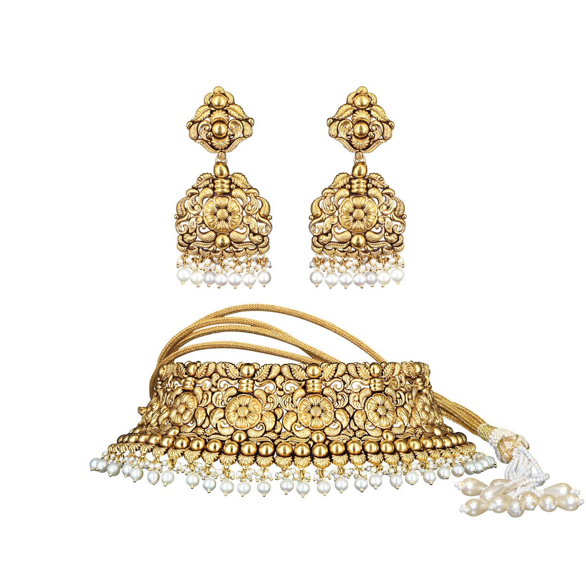 Charming Floret Gold Choker Set