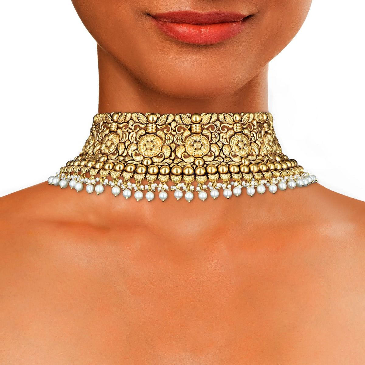 Charming Floret Gold Choker Set