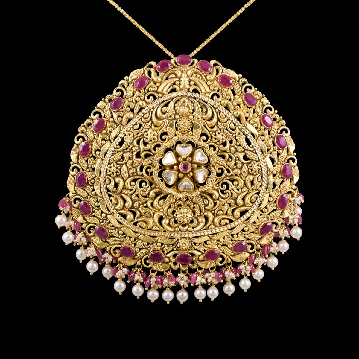 Floral Festive Gold Pendant