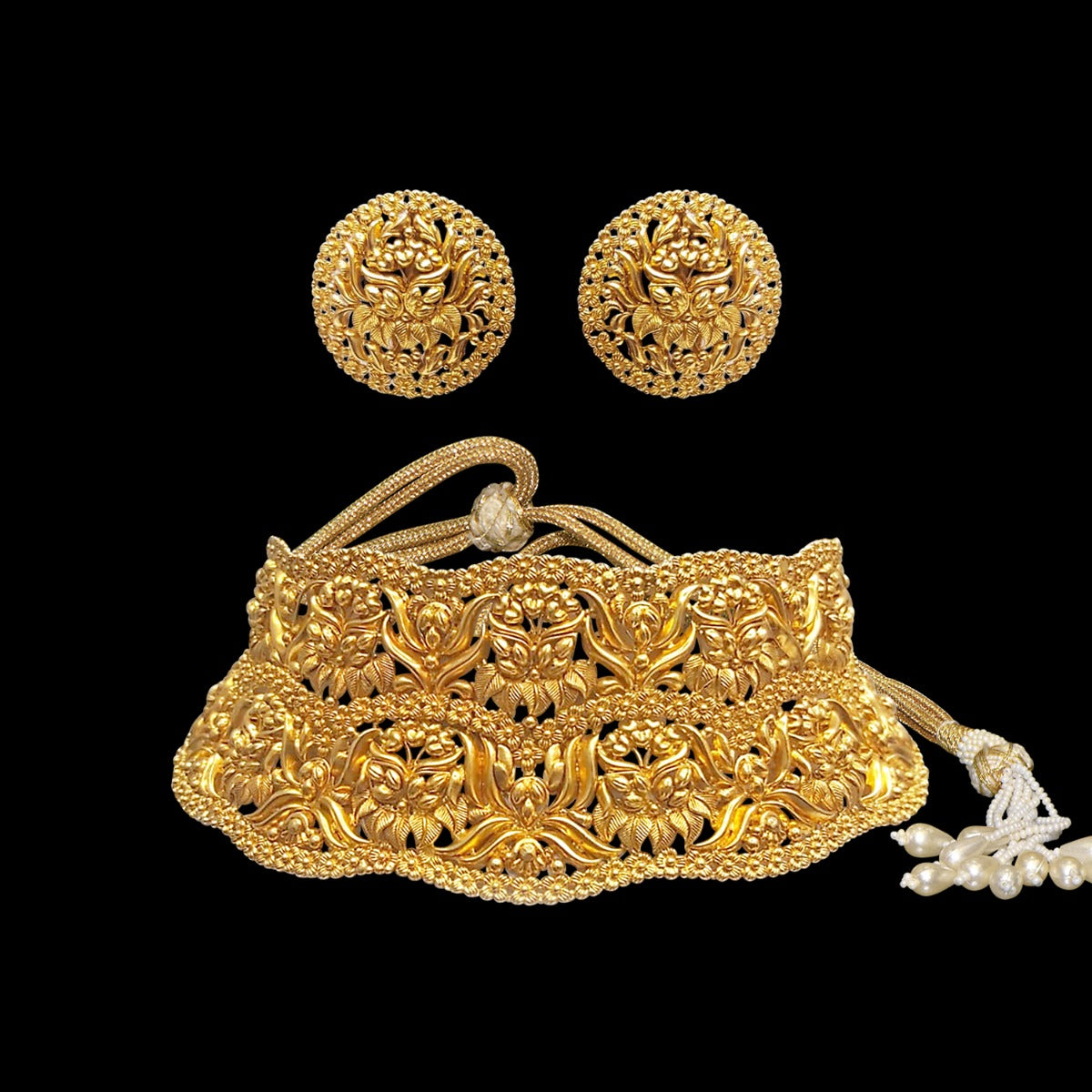 Floral Glow Gold Choker Set
