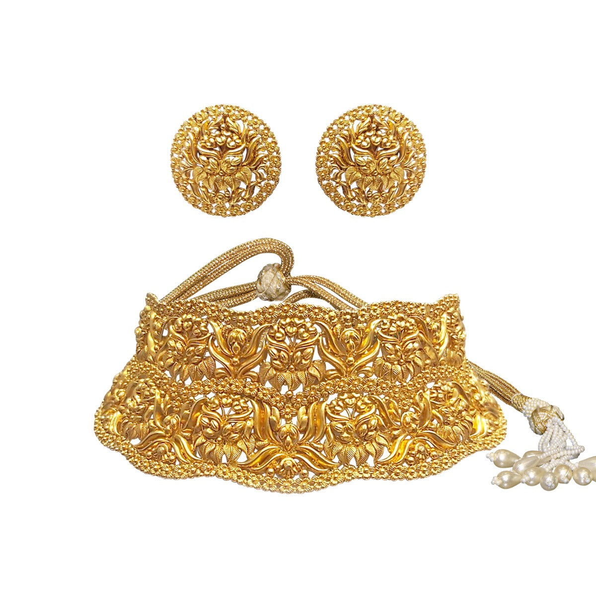 Floral Glow Gold Choker Set