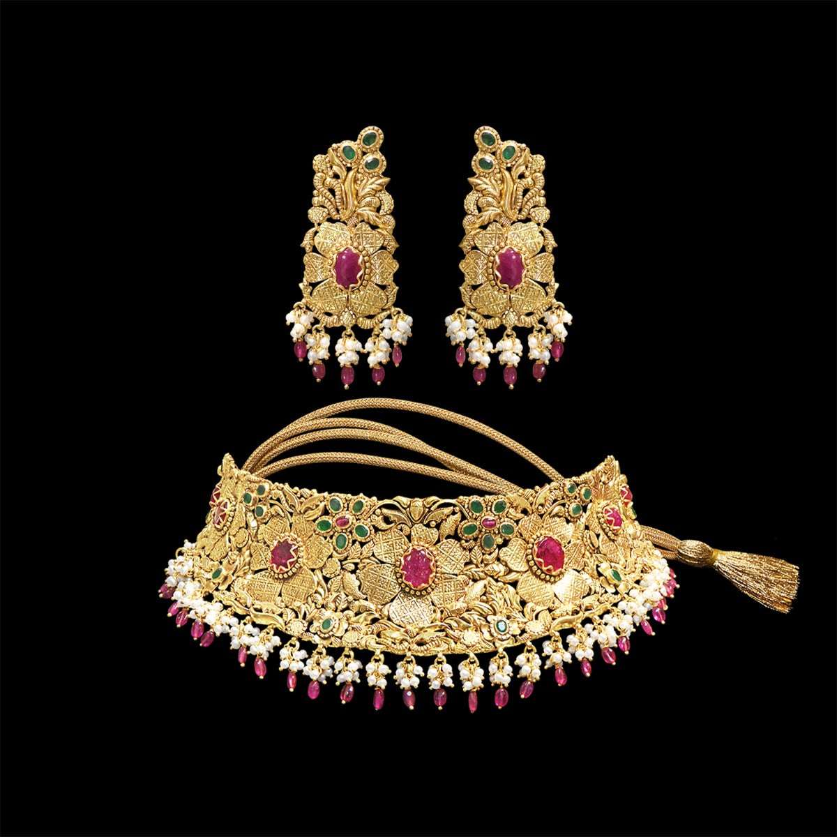 Begonia Floweret Gold Choker Set