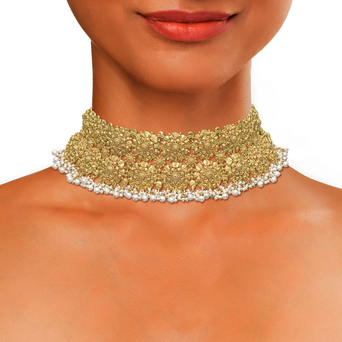 Mansi Flower Gold Choker Set