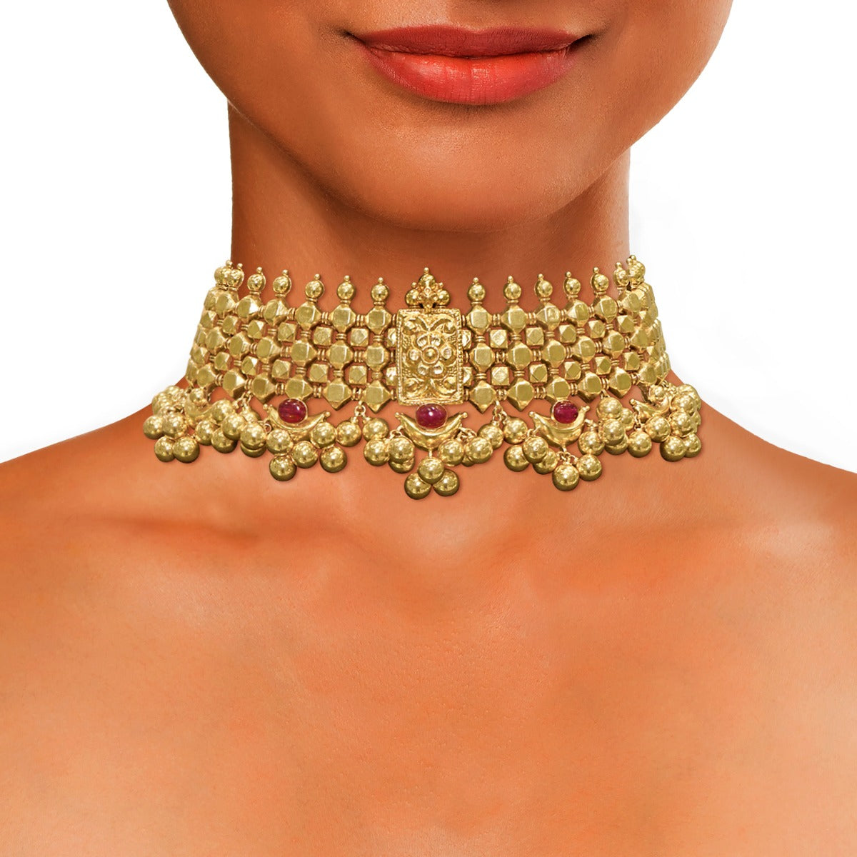Akshara Glittering Gold Choker Set