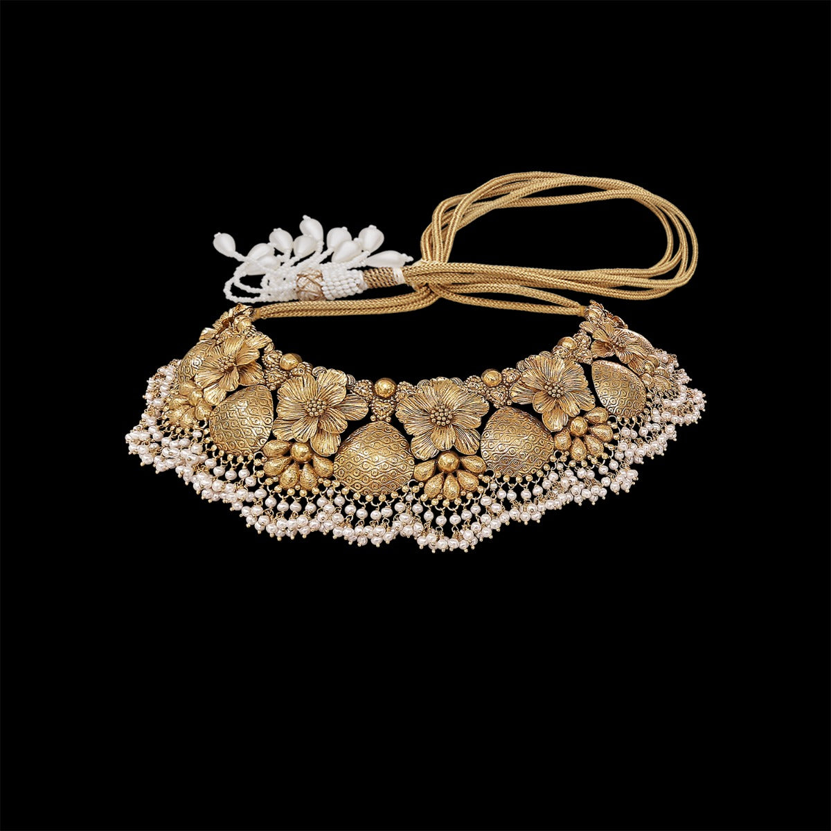 Rose Ruffle Gold Choker Set