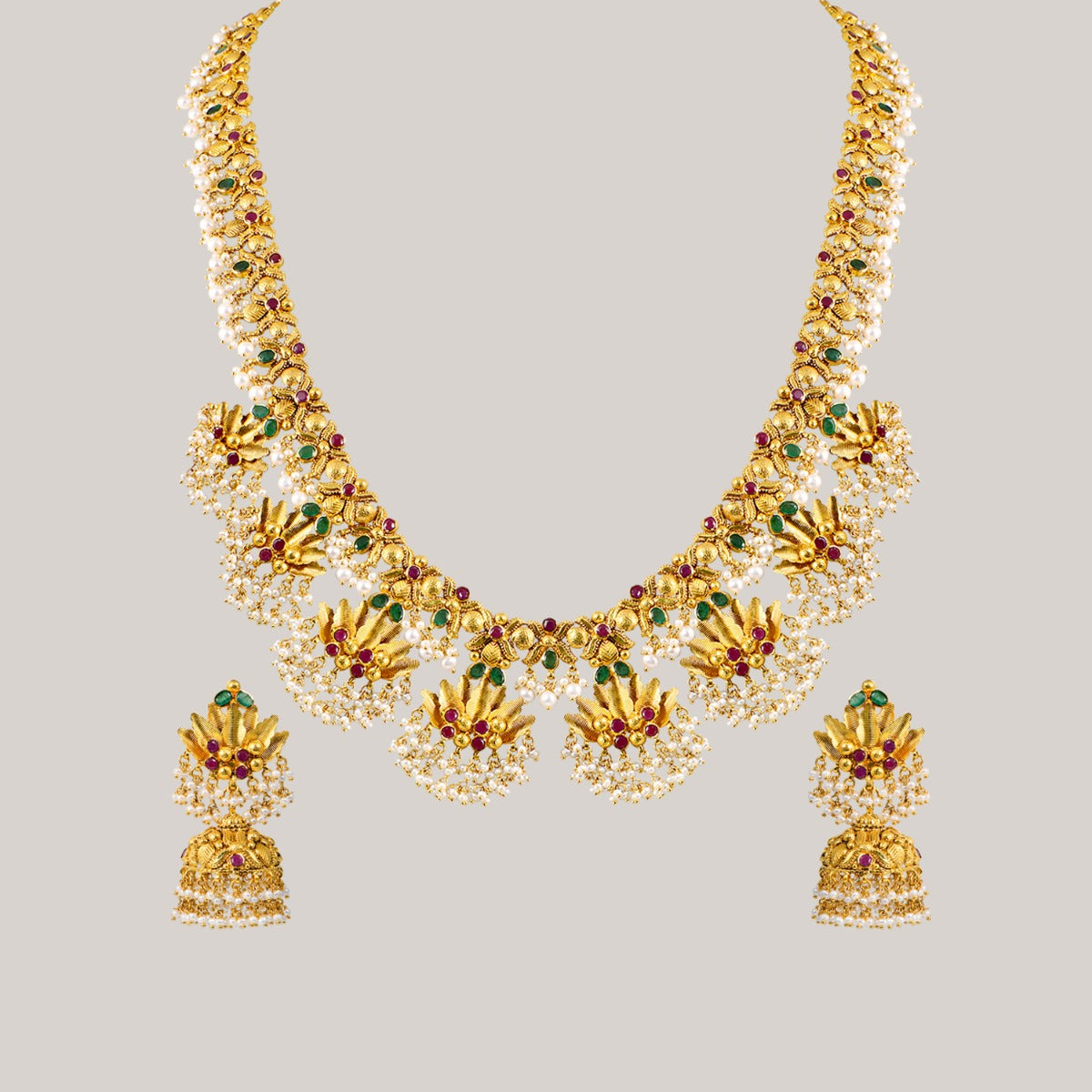 Water Lily Gold Necklace Set