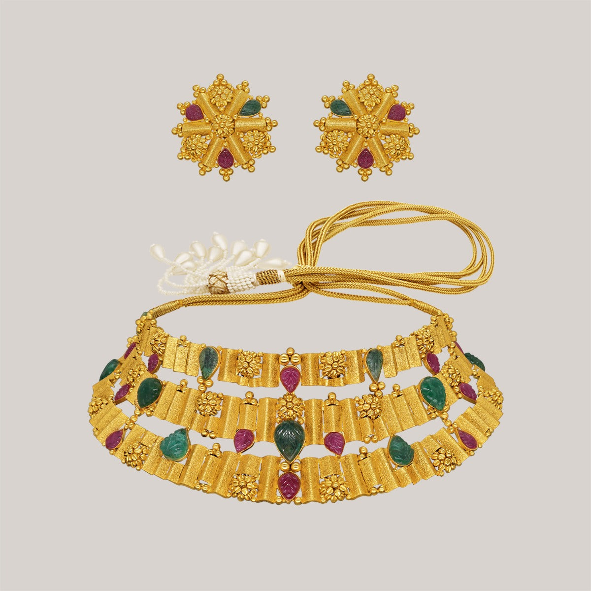 Gorgeous Filagree Gold Choker Set