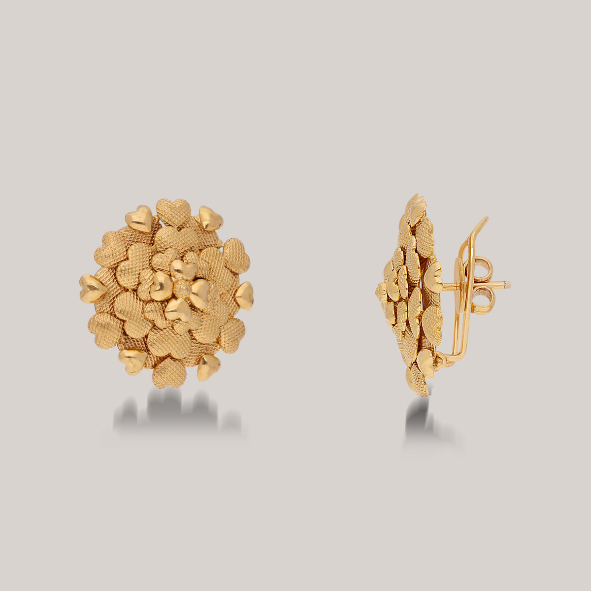 Cluster of Heart Gold Stud Earrings