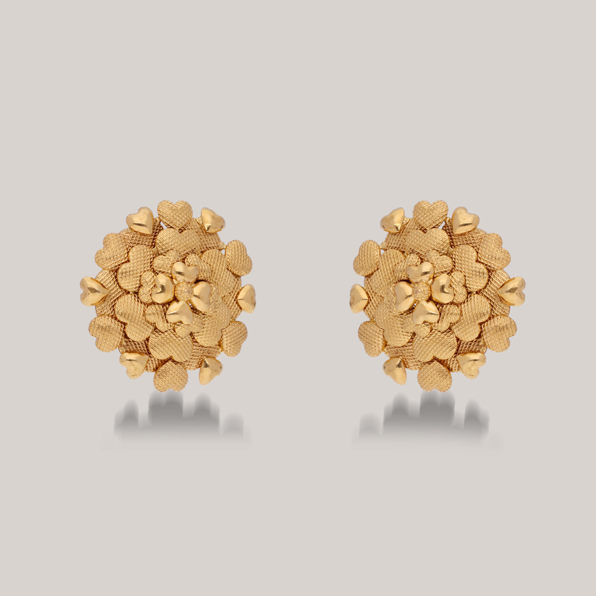 Cluster of Heart Gold Stud Earrings