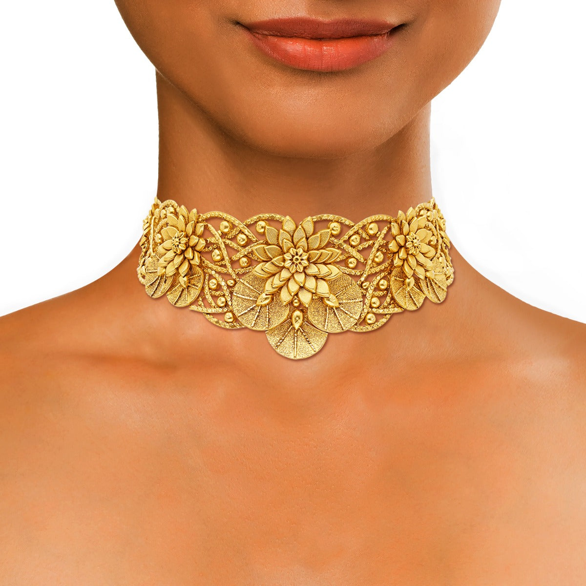 Delicate Florals Gold Choker Set