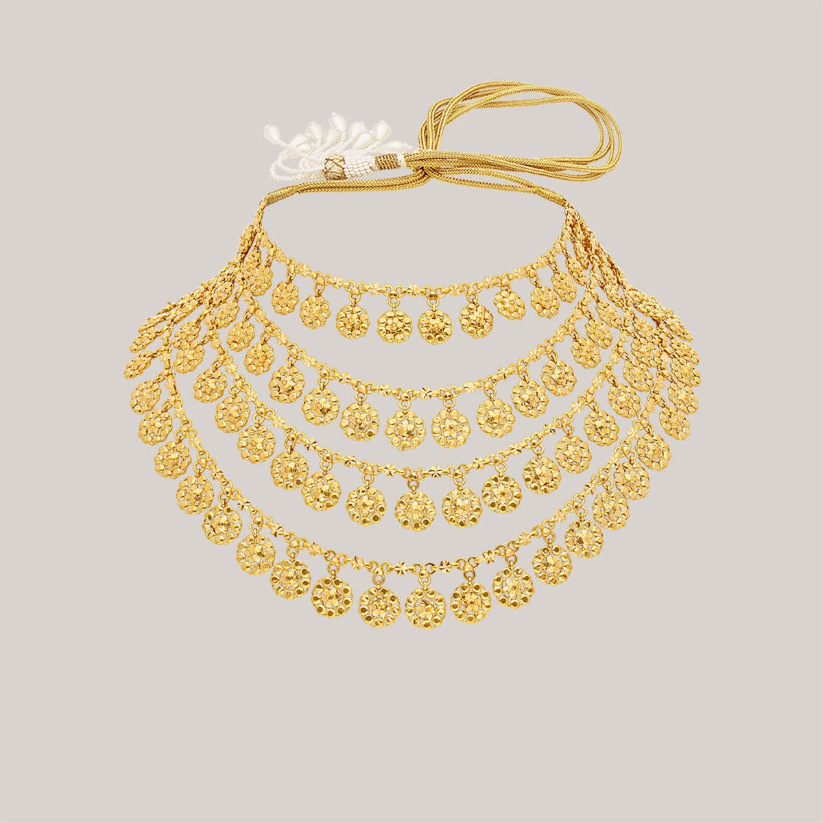 Delicate 4 Layered Florals Gold Necklace