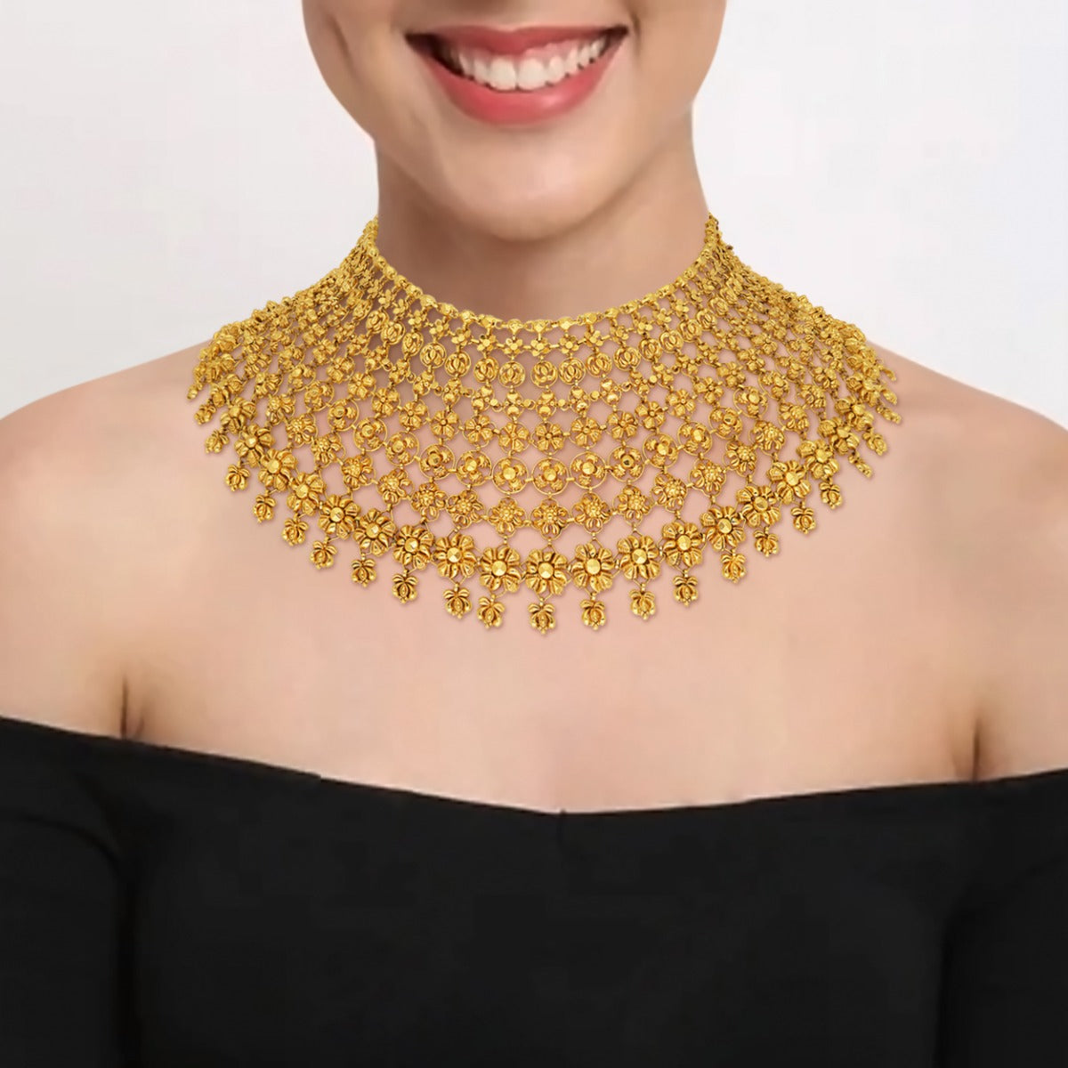 Floret Mesh Gold Necklace