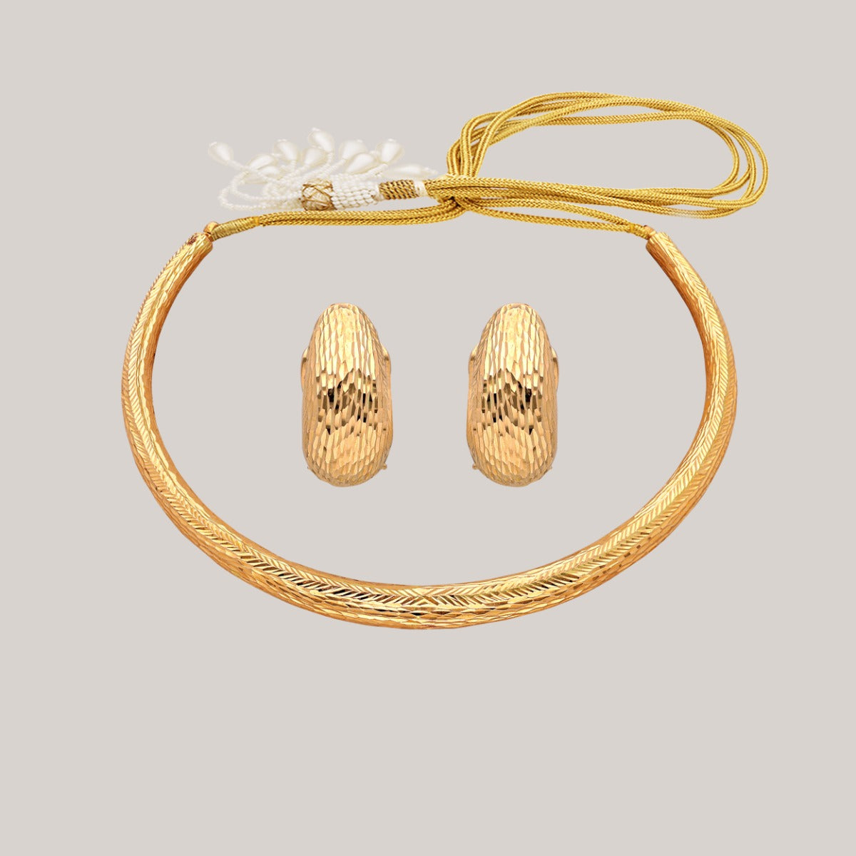 Textured Torc Gold Necklace Set