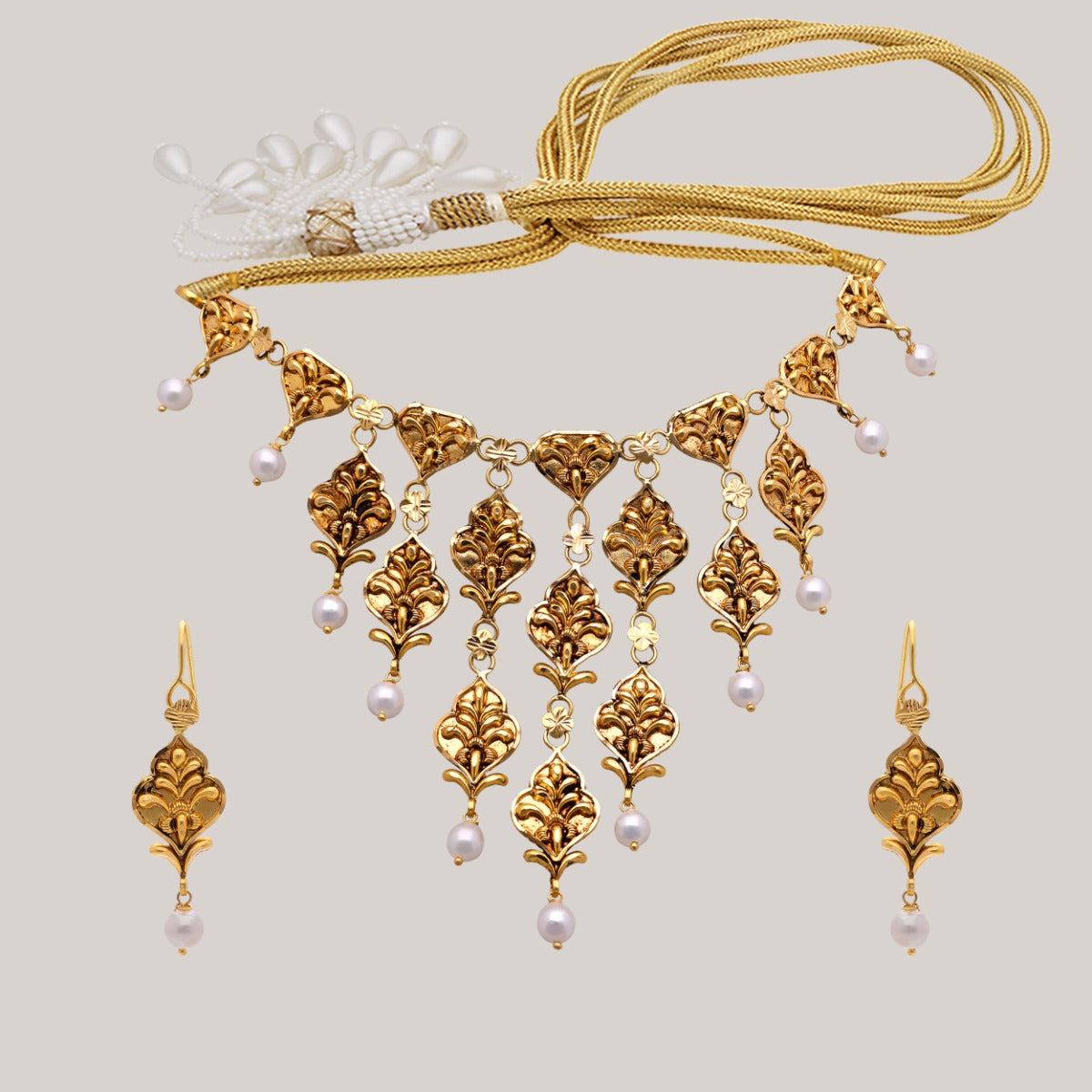 Pearl Lattice Gold Necklace Set