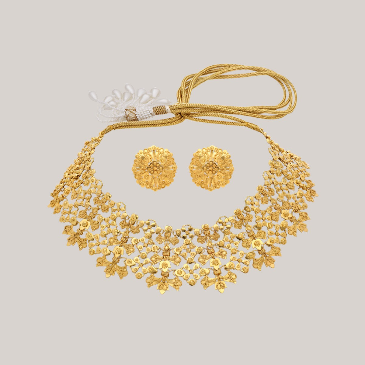Floral Grace Gold Necklace Set