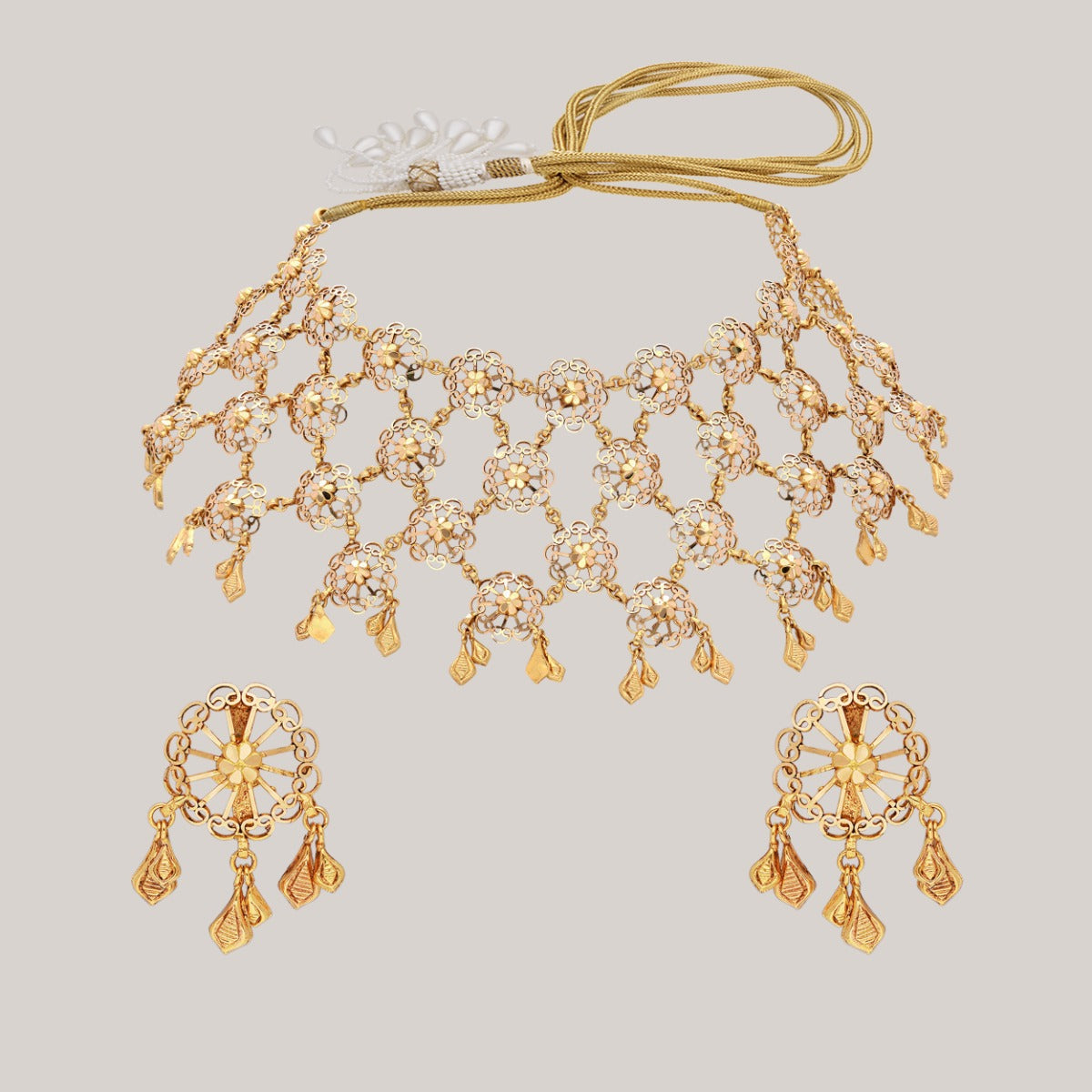 Delicate Bloom Vine Gold Necklace Set