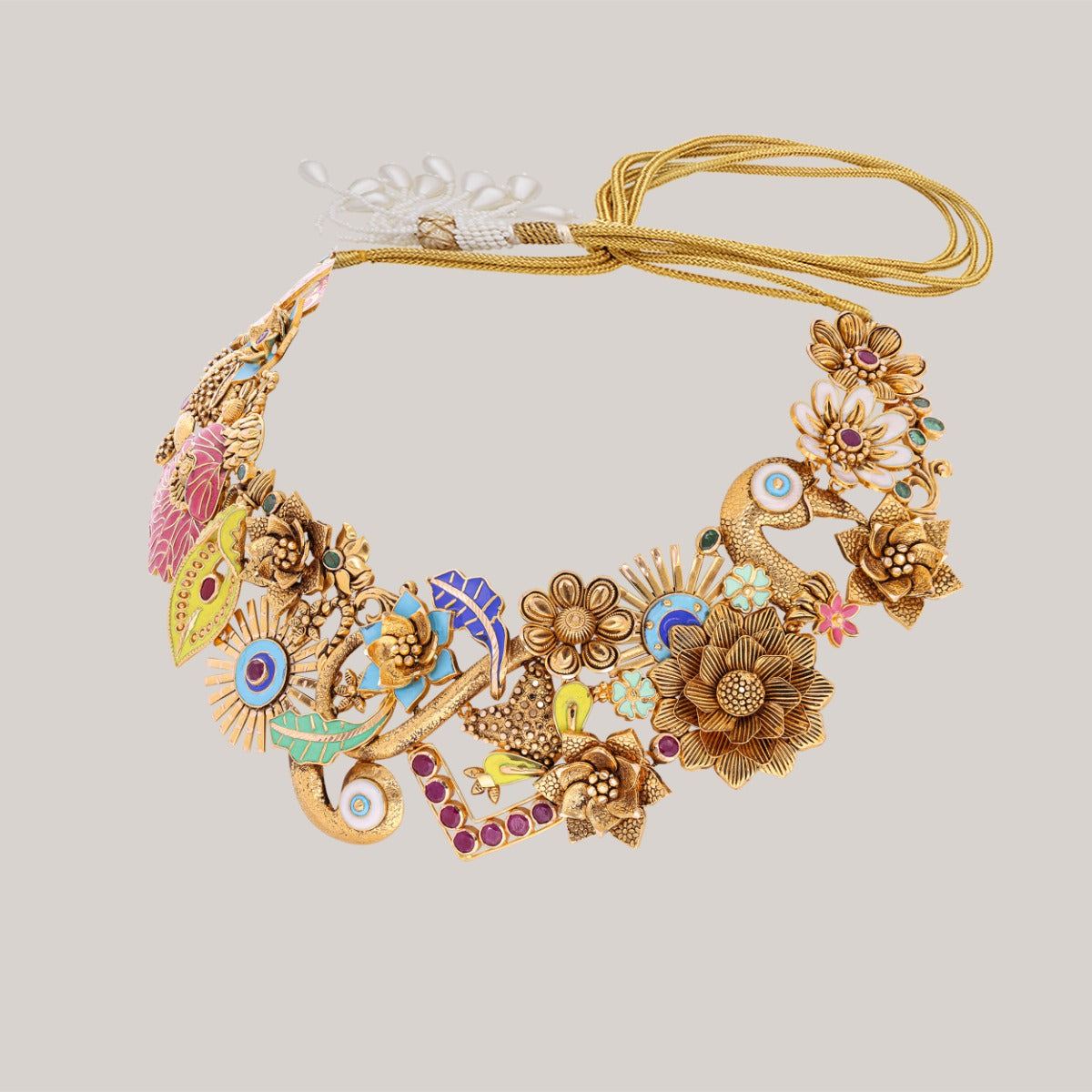 Summer Bloom Meenakari Gold Necklace Set
