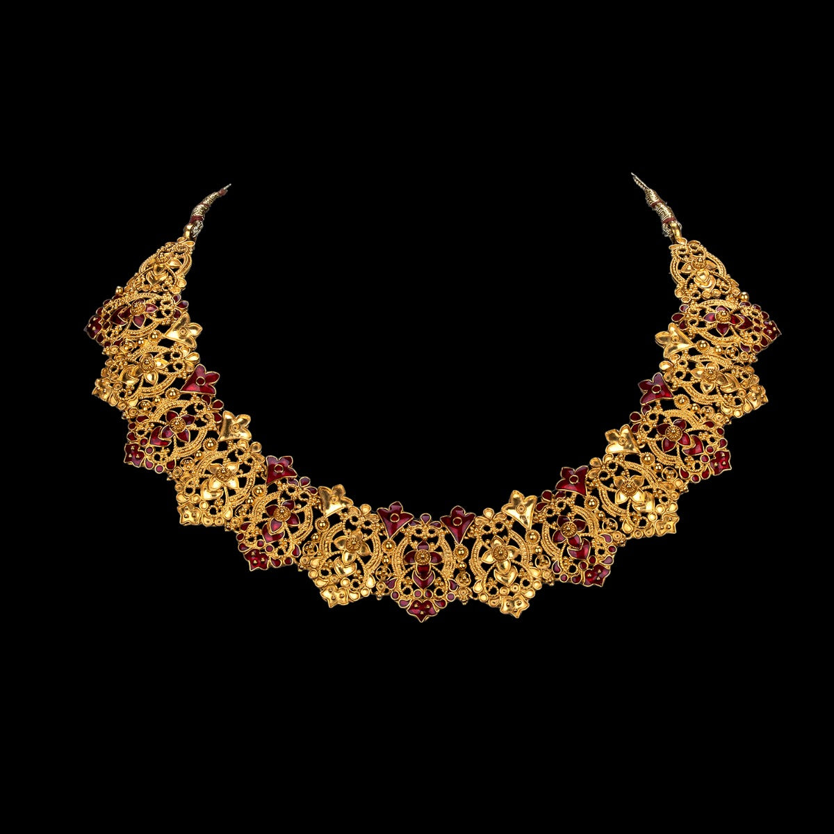 Pink Tazzled Gold Necklace