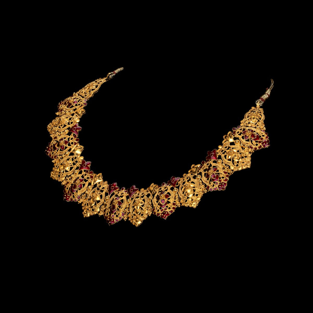 Pink Tazzled Gold Necklace