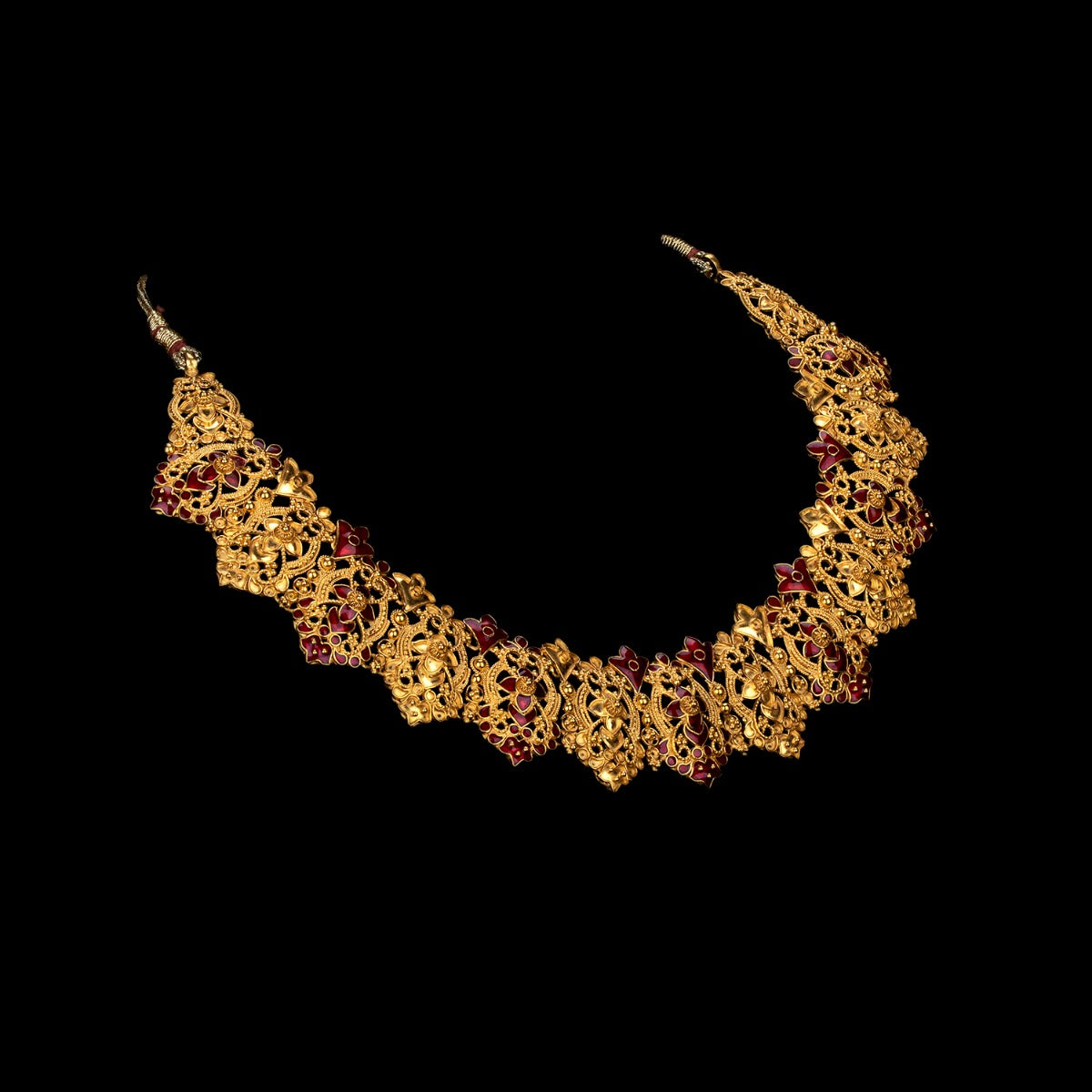 Pink Tazzled Gold Necklace