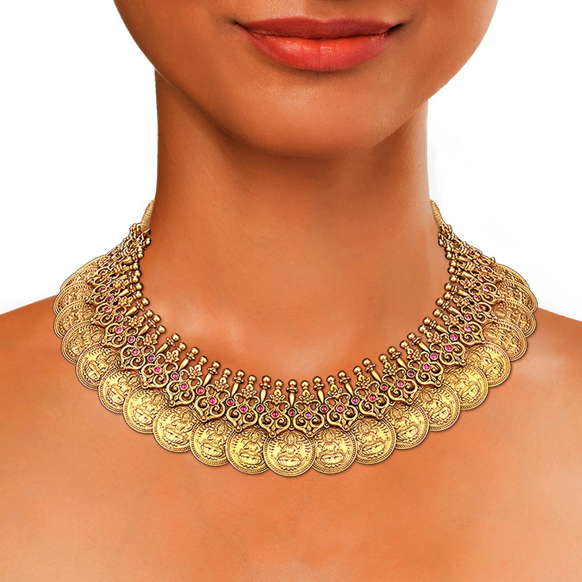 Gold Laxmi Coin Necklace