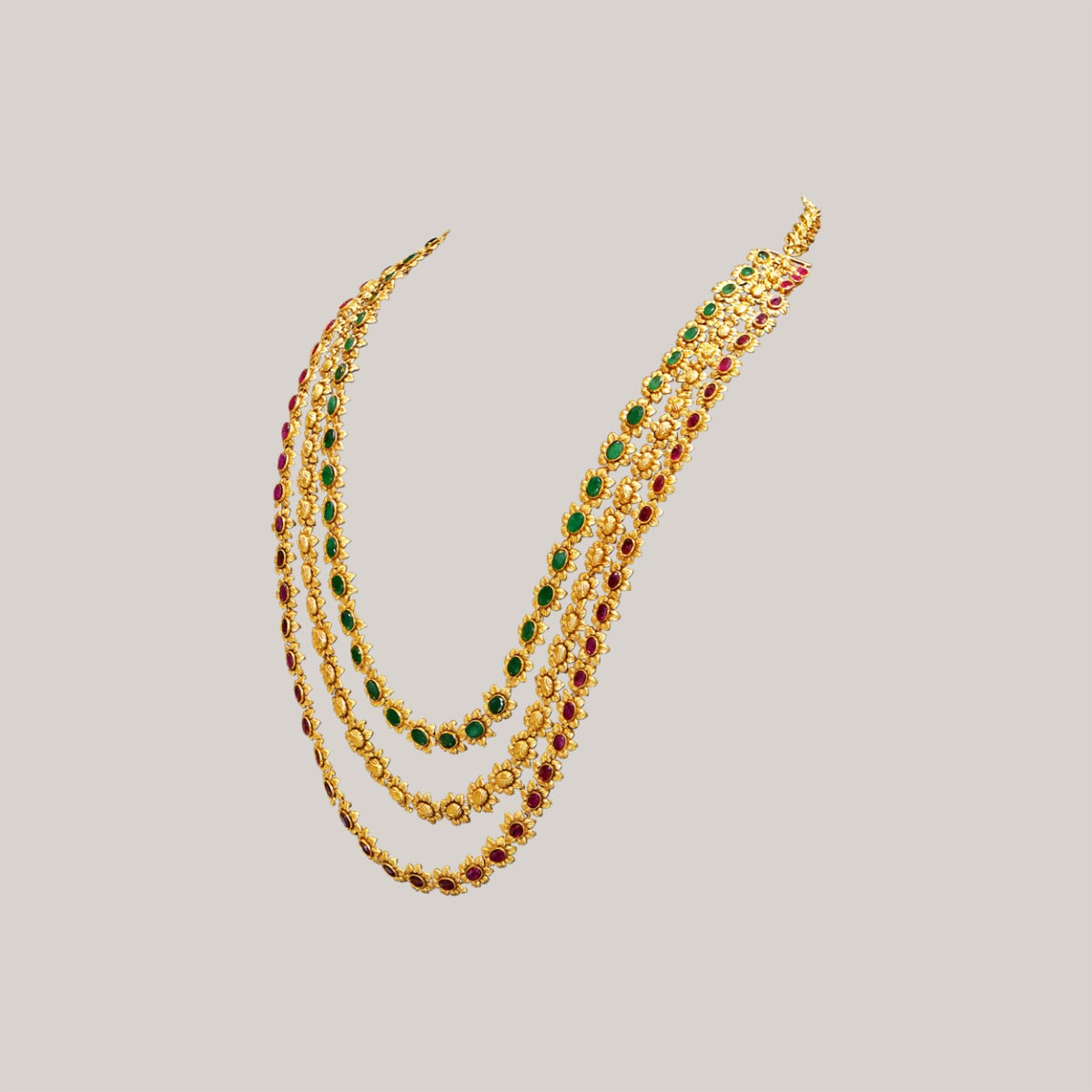 Stone Studded Rustic Gold Necklace