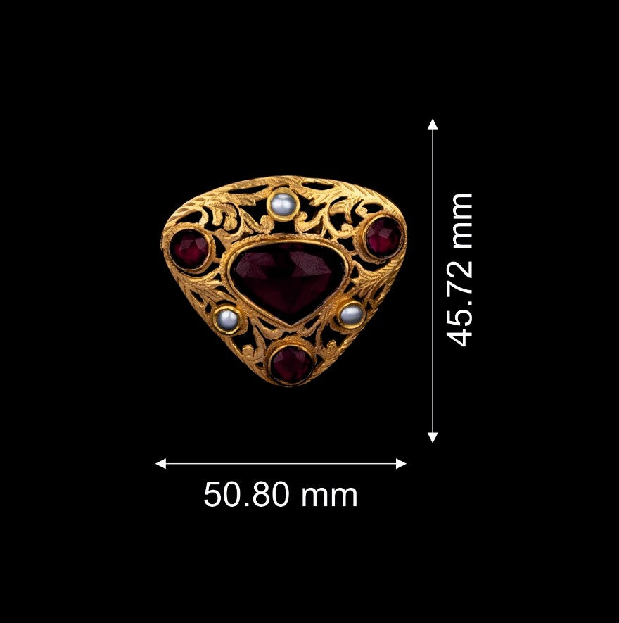 Red Studded Trio Gold Pendant