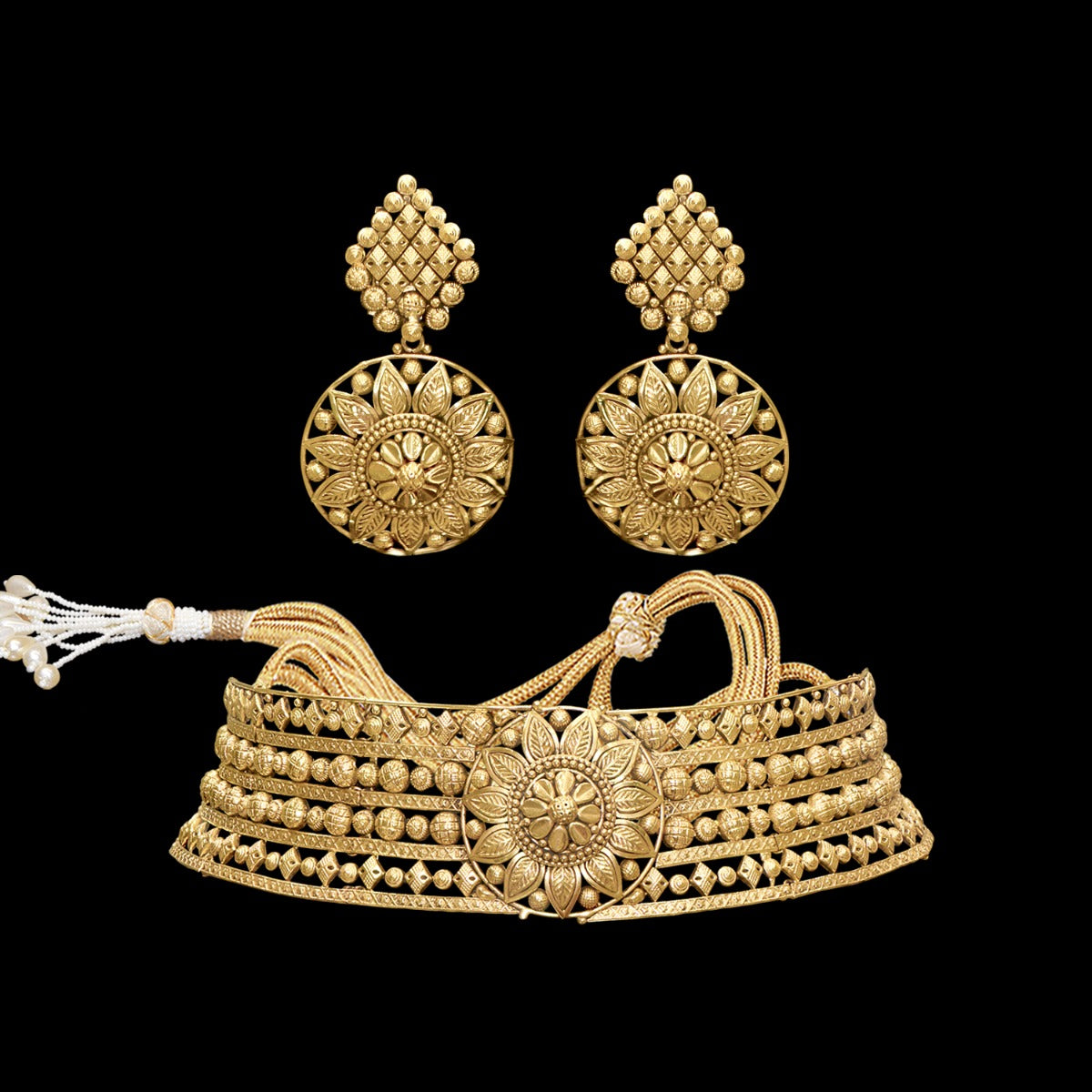 Flushed Blooming Sun Gold Choker Set