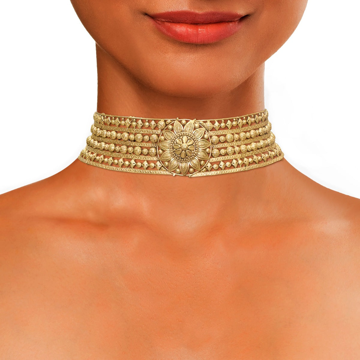 Flushed Blooming Sun Gold Choker Set