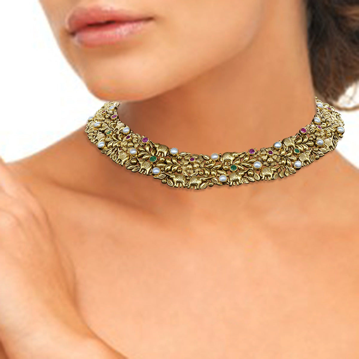 Coloured Stone Gold Choker