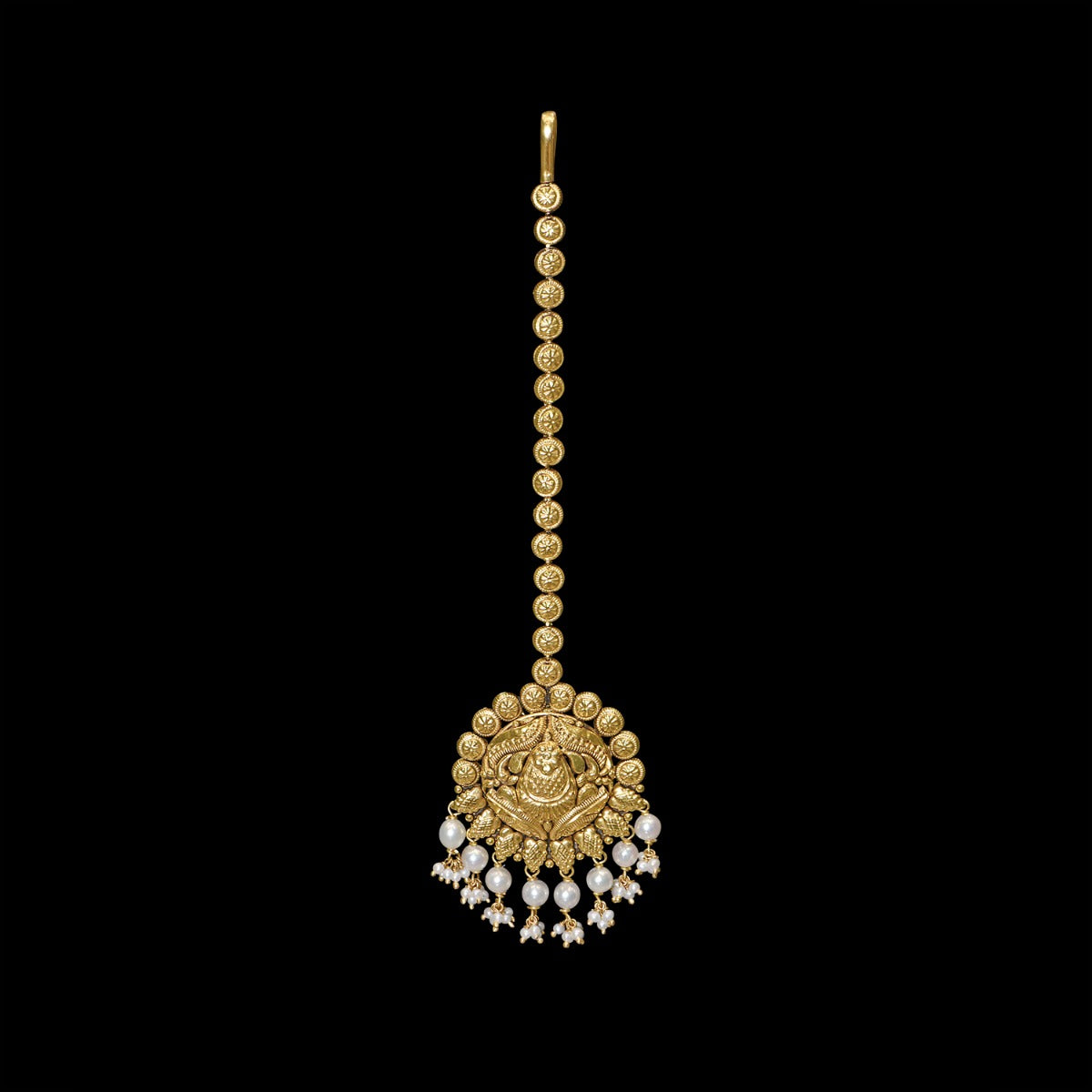 Stringed Rounds Gold Maang Tikka