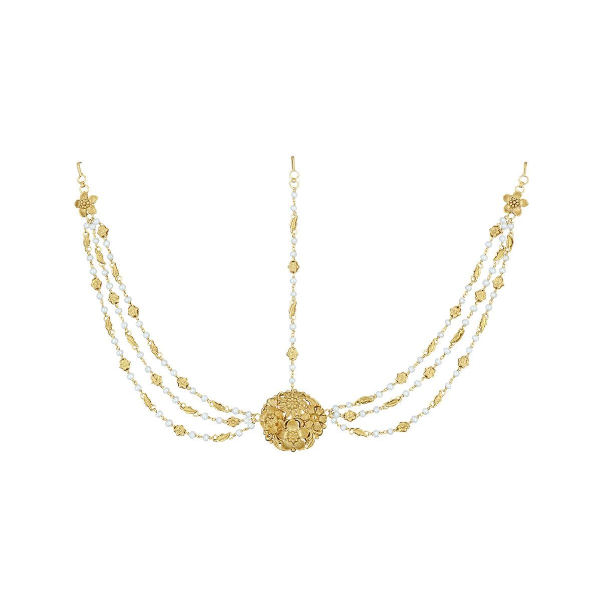 Rounded Gold Bindi Maang Tiika
