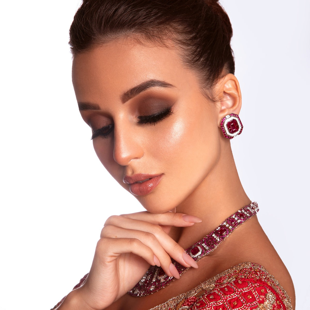 Ruby Diamond Necklace Set