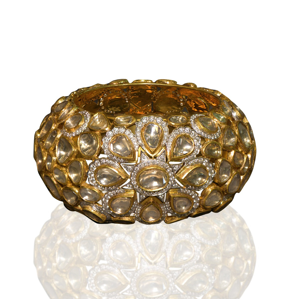 White Snow Mirror Polki Bangle