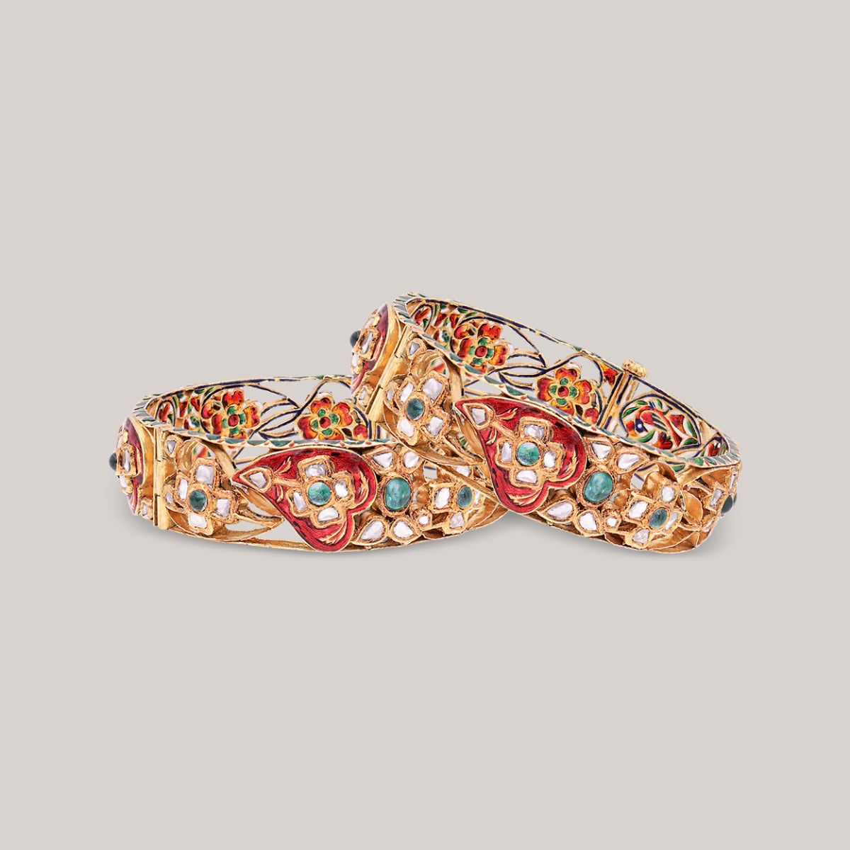 Ethereal Petals Polki Bangle Set