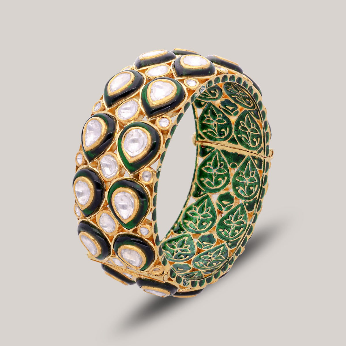 Veridian Spark Polki Bangle Set