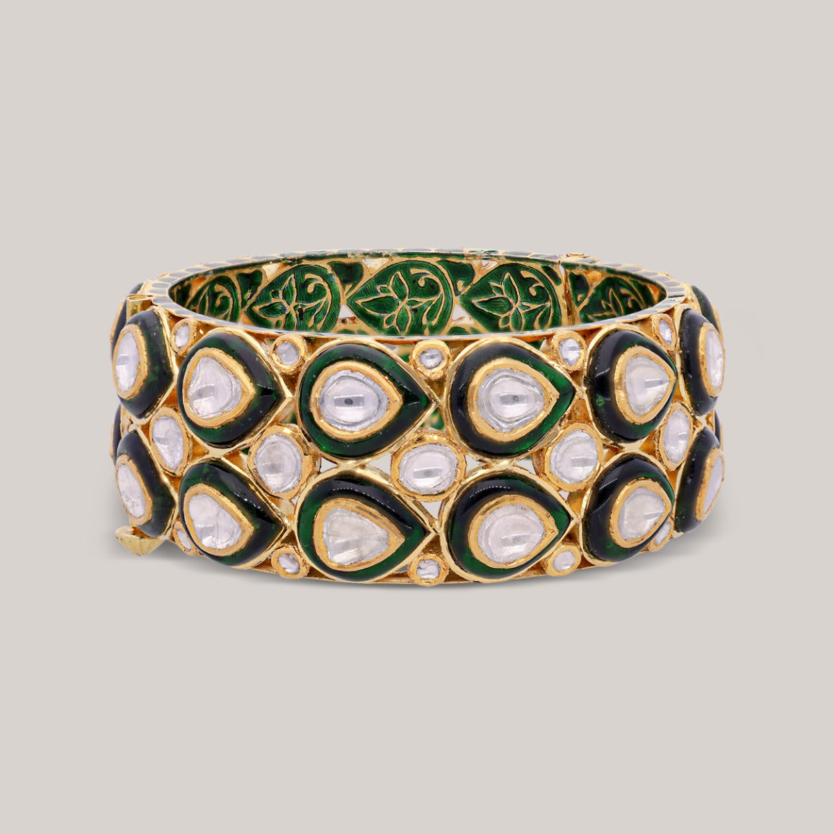 Veridian Spark Polki Bangle Set
