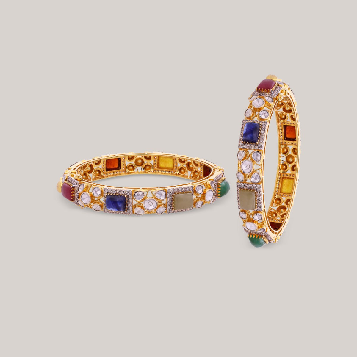 Multicolor Grace Polki Bangle Set