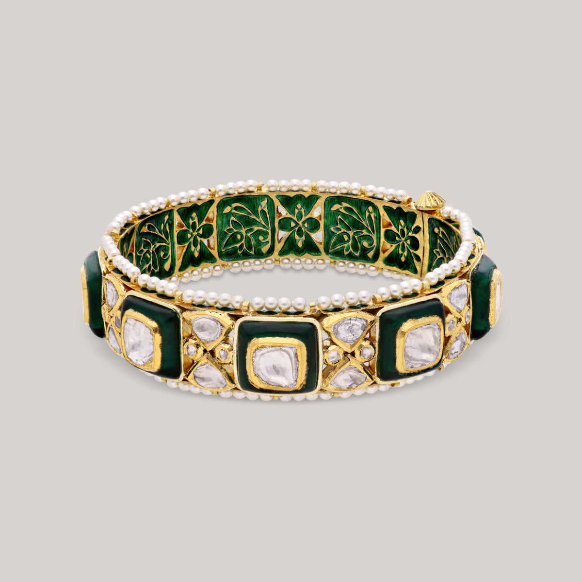 Jade Majesty Polki Bangle Set