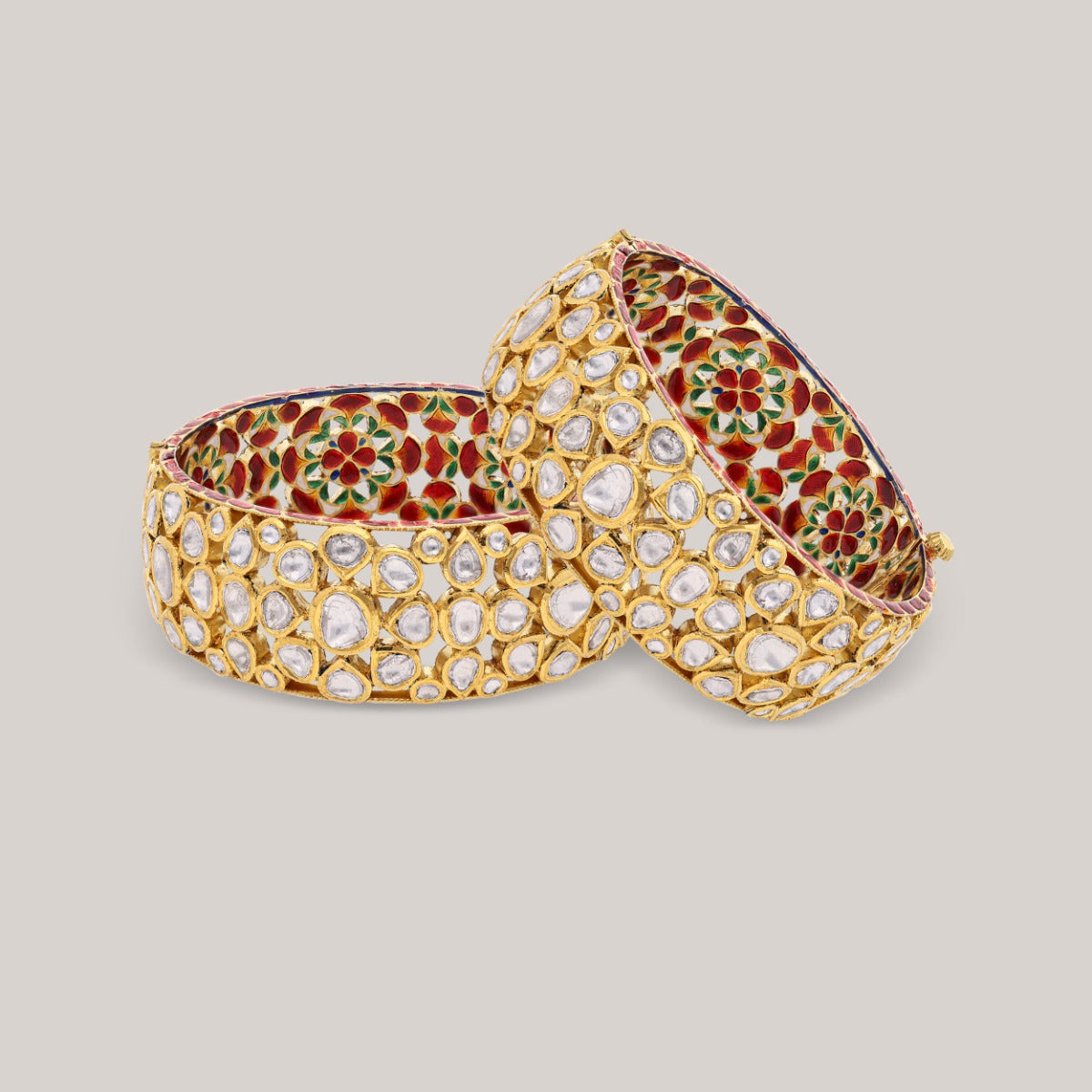 Floral Harmony Polki Bangle Set