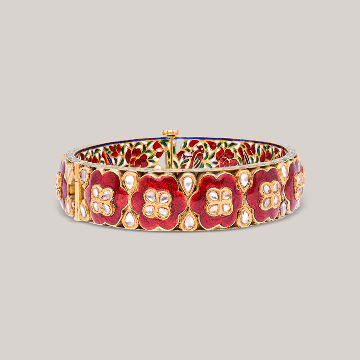 Enamel Blossom Polki Bangle