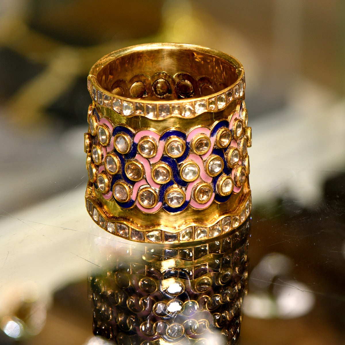 Jumbled Dotted Polki Bangle