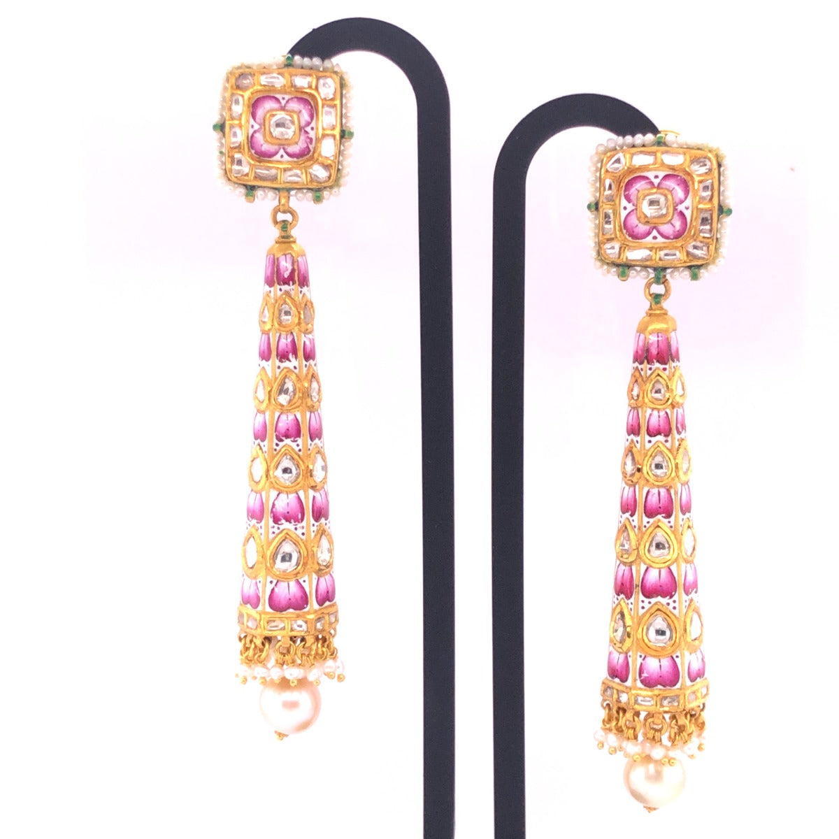 Pink Pony Long Polki Earrings