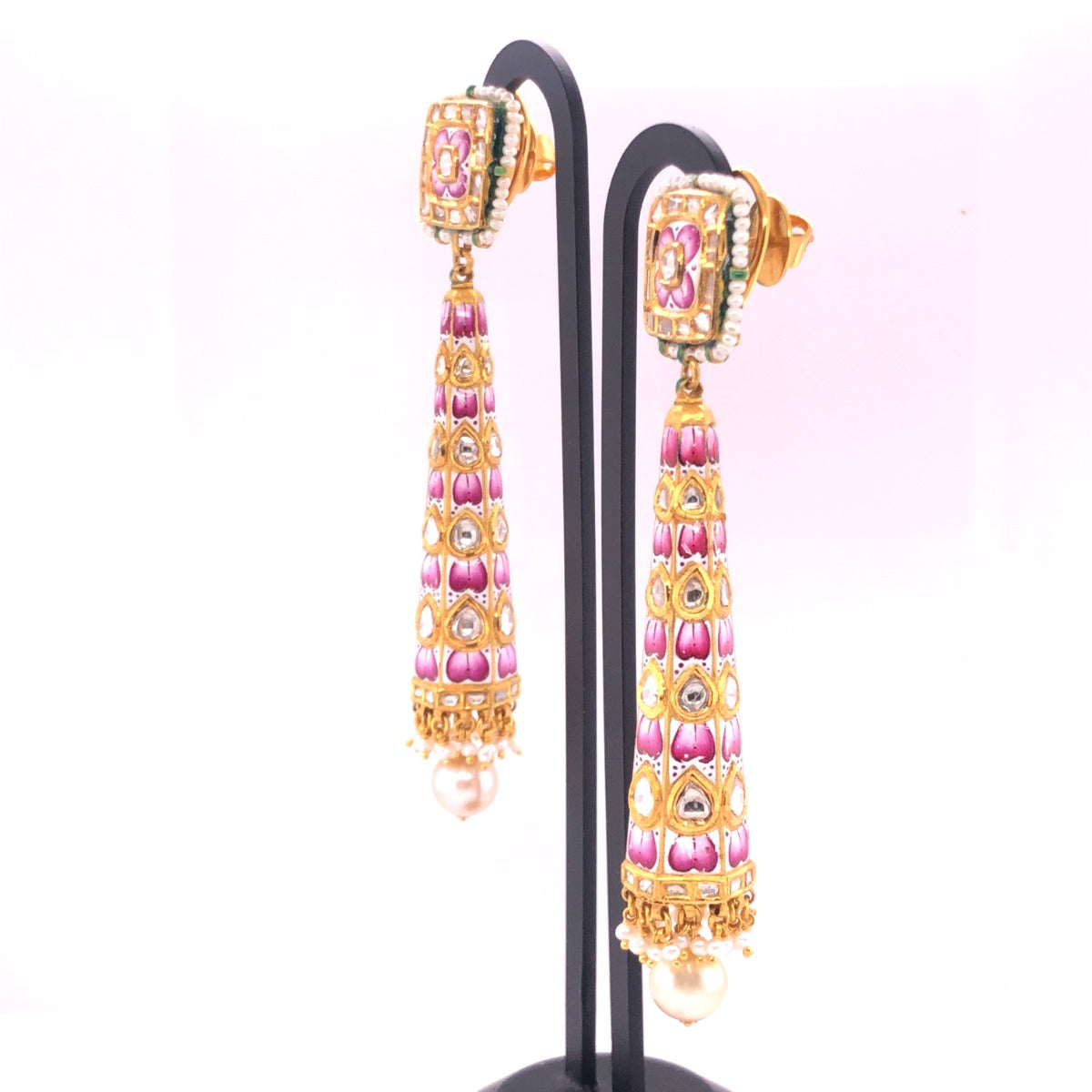 Pink Pony Long Polki Earrings