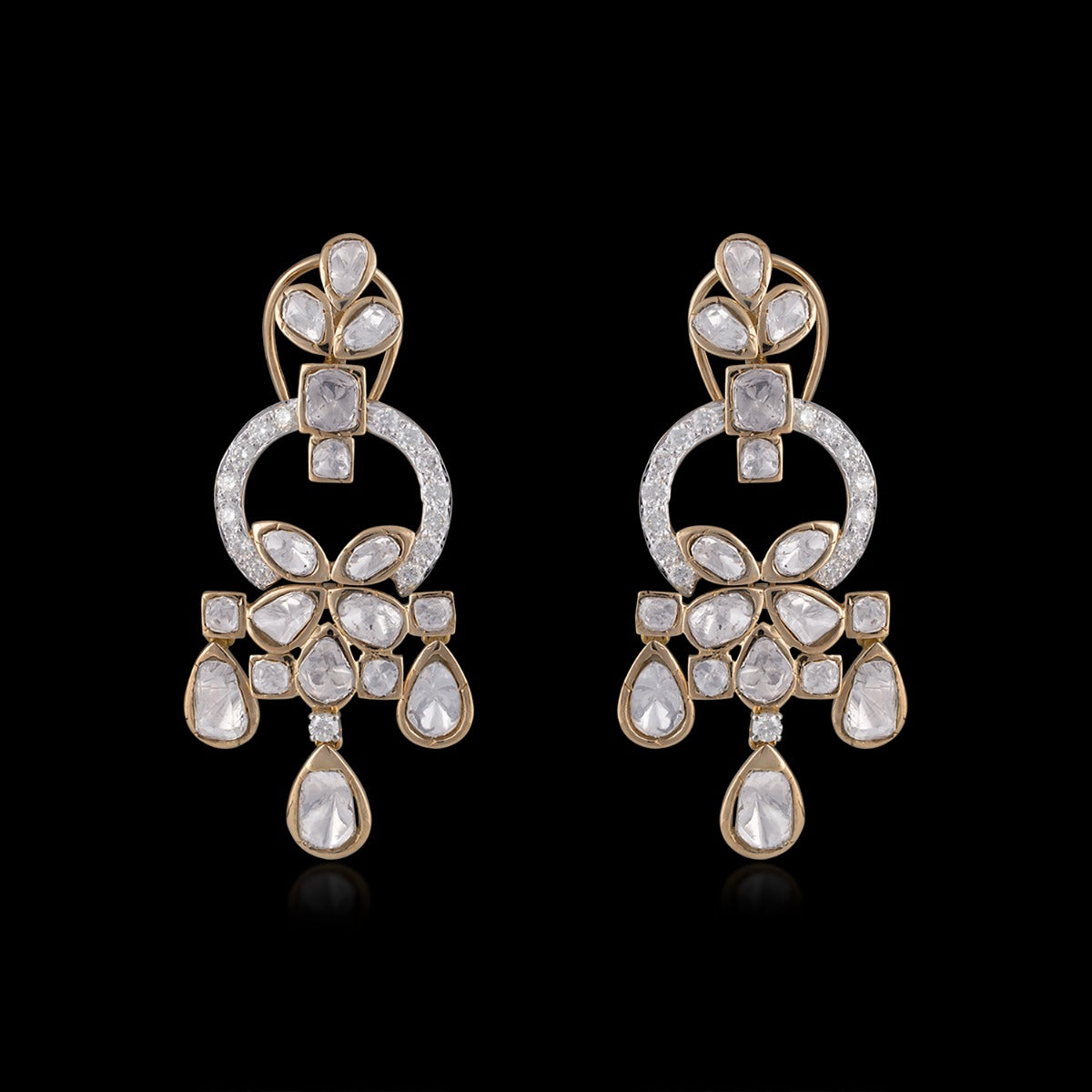 White Futuristic Polki Earrings