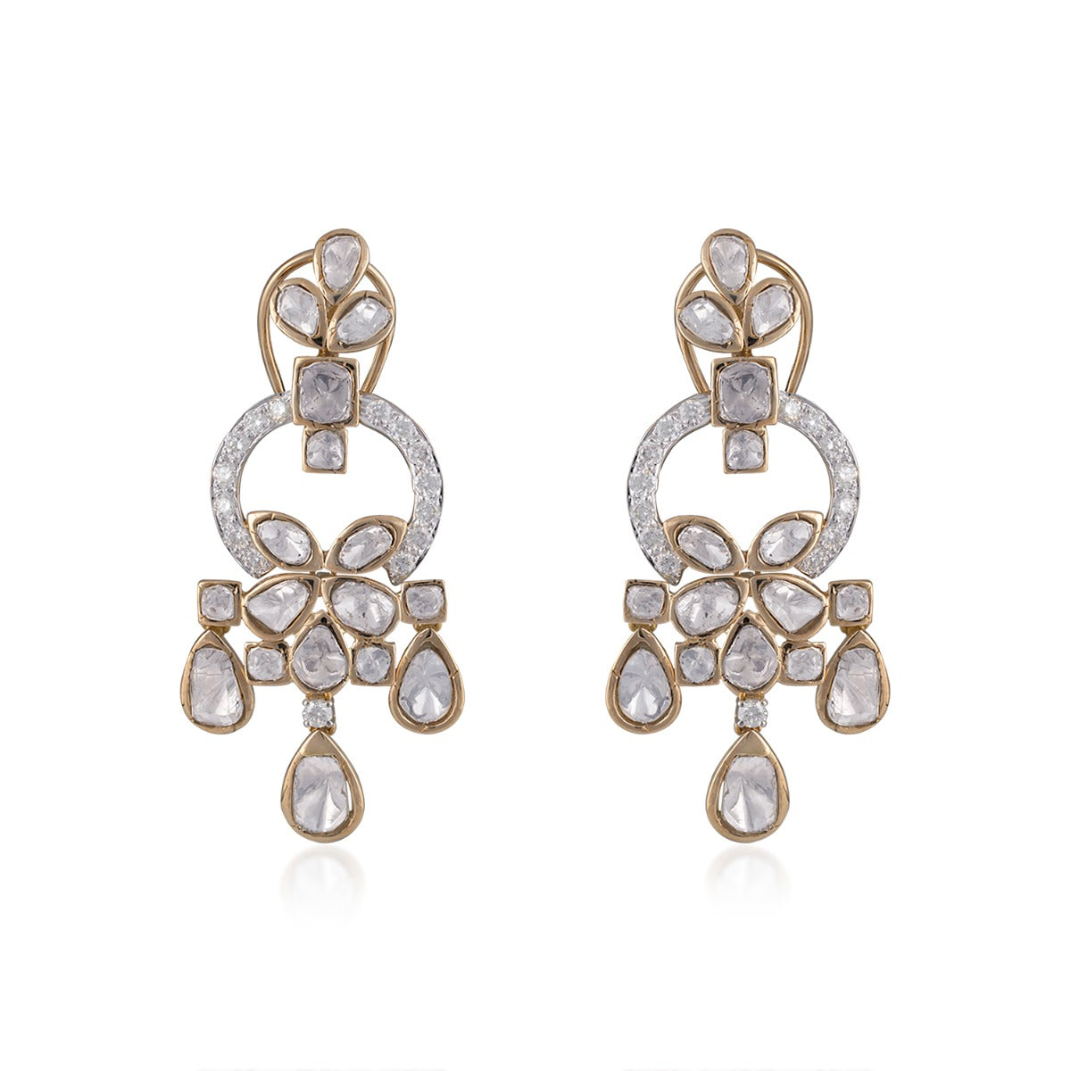 White Futuristic Polki Earrings