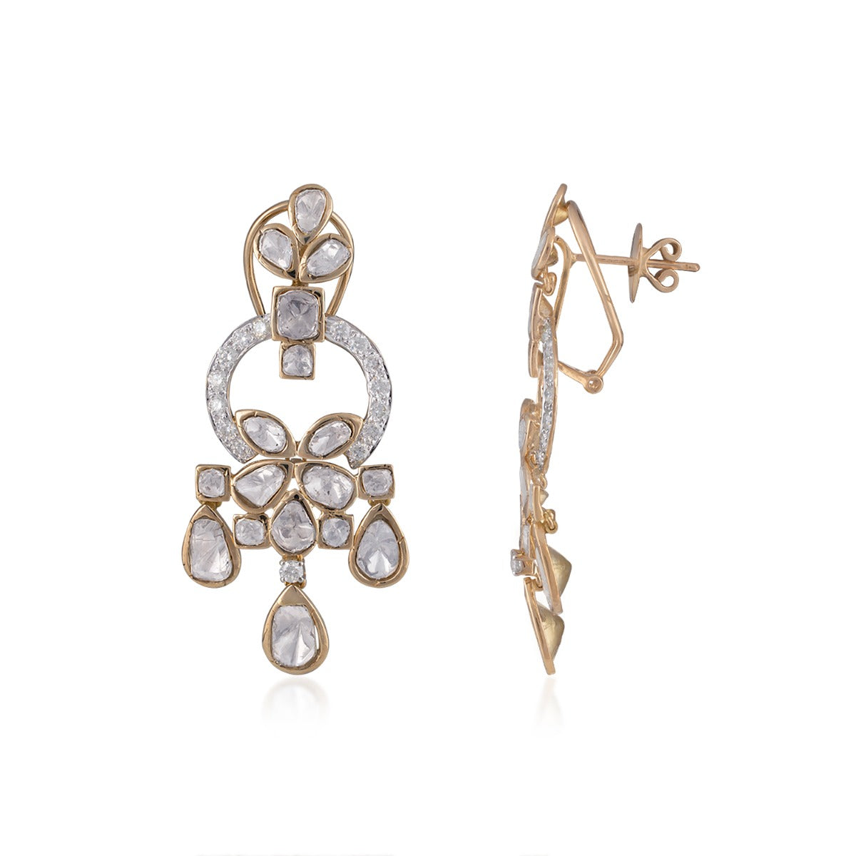 White Futuristic Polki Earrings